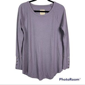 Chaser Dark Lavender Waffle Knit Long Sleeve Top Sz L
